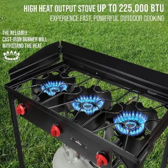 Hike Crew Triple-Burner Camping Stove, Portable Propane Stovetop W/Bag image {6}