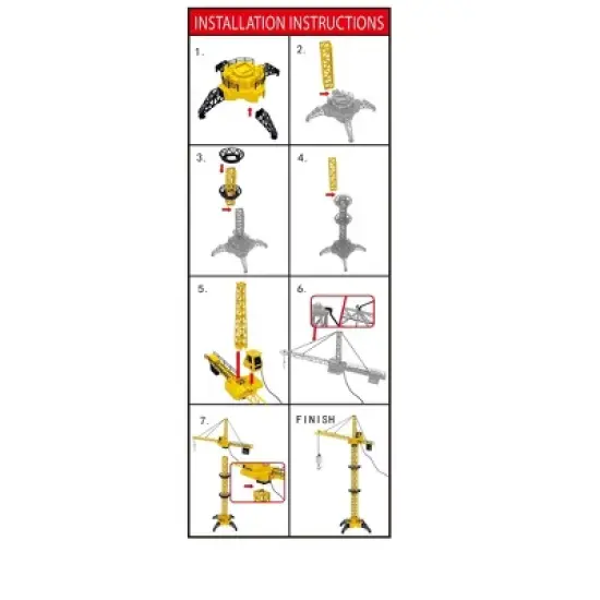 Ready! Set! Play! Link 50" Wired Remote Control Crawler Crane With Tower Lights And Adjustable Height image {2}