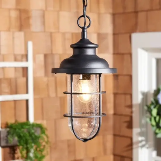 Adelle 9" Outdoor Pendant - PLT7013 - Black - Safavieh image {3}