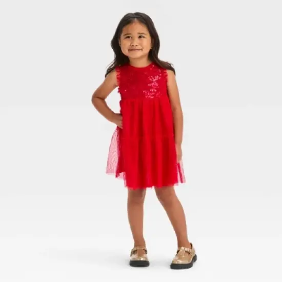 Toddler Girls' Sequin Dress - Cat & Jack&trade; Red image {3}