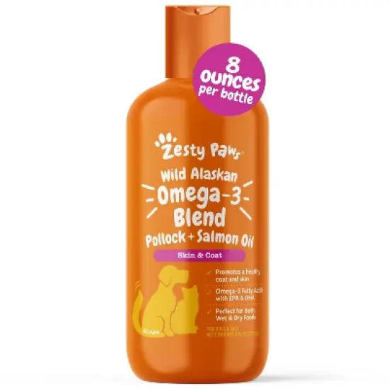 Zesty Paws Wild Alaskan Omega-3 Blend Pollock + Salmon Oil Skin and Coat Support Formula for Dogs and Cats - 8 fl oz image {4}