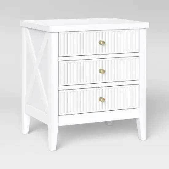 Wrentham Beadboard Farmhouse 3 Drawer Nightstand White - Threshold&trade; image {2}