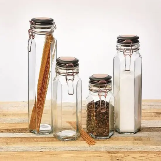 Amici Home Adler Collection Food Safe Hermetic Preserving Glass Canister With Lid & Clippers image {3}