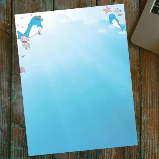 80ct Dolphin Adventure Letterhead Blue: Great Papers! Stationery, 8.5x11 Inch Matte Paper, Unbound, All Occasions, 80 Sheets image {2}