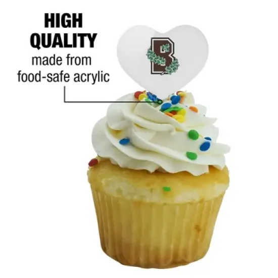 Brown University Secondary Logo Heart Love Cupcake Picks Toppers Decoration Set of 6 image {2}