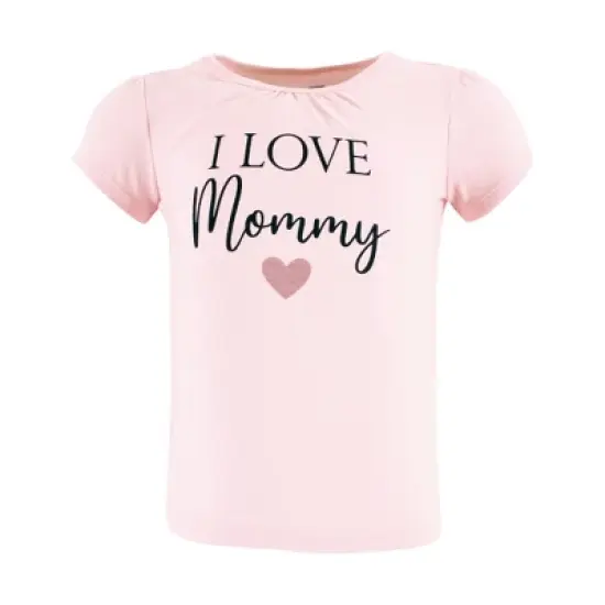 Hudson Baby Infant Girl Short Sleeve T-Shirts, Girl Mommy Pink Navy image {2}