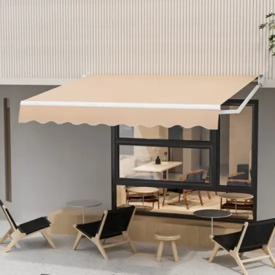 Tangkula 8'&times;6.6' Retractable Awning W/ Aluminum Frame Sun/Water Protection W/ PA Coating Manual Control Hand Crank Angle Adjustable Design Brown/Beige image {1}