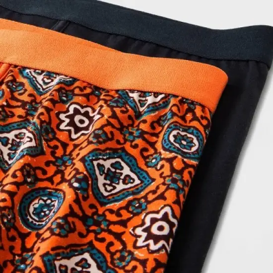 Men's Medallion Print Boxer Briefs 2pk - Goodfellow & Co&trade; Orange image {3}