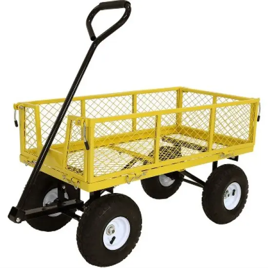 Sunnydaze Outdoor Lawn and Garden Heavy-Duty Durable Steel Mesh Utility Wagon Cart with Removable Sides image {11}