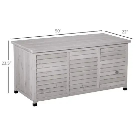 Gulches Outsunny 75 Gallon Wooden Deck Box, Outdoor Storage Container with Aerating Gap & Weather-Fighting Finish, Grey image {8}