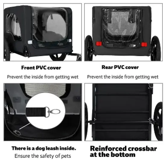 Racxily Outdoor Heavy Duty Collapsible Pet Bike Trailer with Wheels & Universal Hitch Foldable Dog/Cargo Carrier Cart for Bicycles image {5}