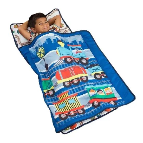 Everyday Kids Toddler Nap Mat &ndash;Choo Choo Train &ndash; Soft Microfiber, Rollup with Handle & Pillow, for Preschool, Daycare, or Travel -Ages 2-6 years image {6}