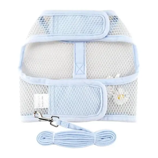 Doggie Design Cool Mesh Dog Netted Harness with Leash - Blue Daisy image {1}