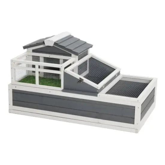KWPZQEB 3- Room Tortoise House Habitat with Balcony & 2 Stories, Wooden Tortoise Enclosure with Ladder, Tray&pound;&not;Large Reptile Cage for Indoor, Outdoor image {7}