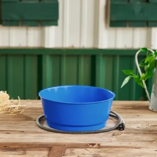 Farm Innovators R-19A 1.5 Gallon Electric Heated Pet Water Bowl with Thermostatic Control and Anti Chew Cord Protector, 60 Watt, Blue image {4}