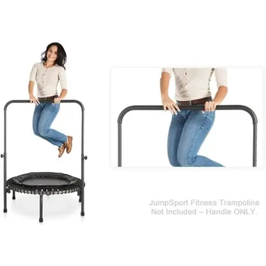 JumpSport Quick Release Handle Bar Accessory for 39-Inch Straight or Arched Leg Fitness Trampolines with 10 Adjustable Height Settings, Black image {3}