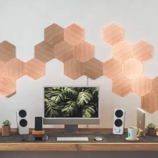 Nanoleaf 3 Panels Elements Wooden Hexagons Expansion Pack LED Light Bulbs image {13}