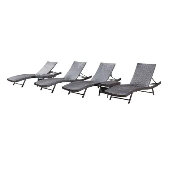 Kauai 6pc Wicker Chaise Lounge Set - Brown - Christopher Knight Home: Outdoor Patio Furniture with Iron Frame, Weather-Resistant image {4}