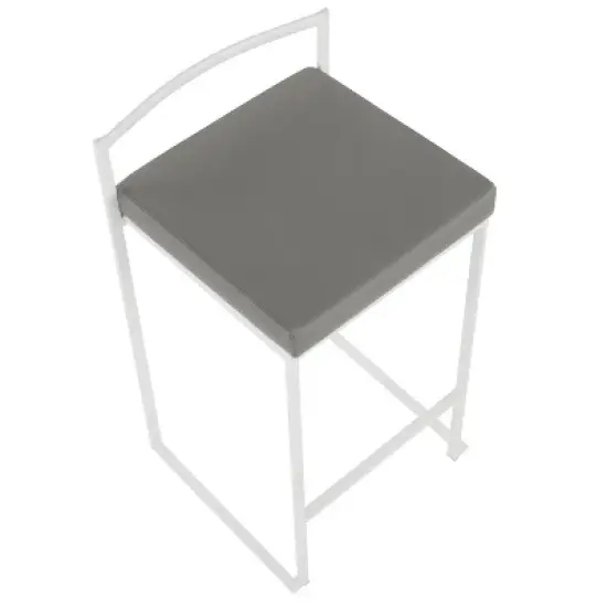 Set of 2 26" Fuji Contemporary Counter Height Barstools White/Gray - LumiSource image {6}