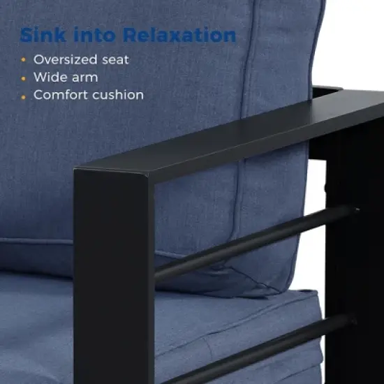 Heynemo Aluminum Outdoor Patio Furniture Set, Outdoor Sectional Metal Sofa with 5'' Cushion and Coffee Table for Balcony, Garden image {6}