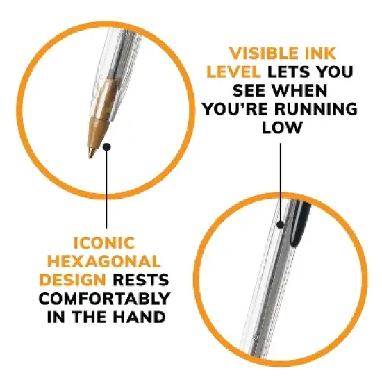 Bic Cristal Xtra Smooth Ballpoint Stick Pen Black Ink 1mm Medium Dozen MS11BK image {7}