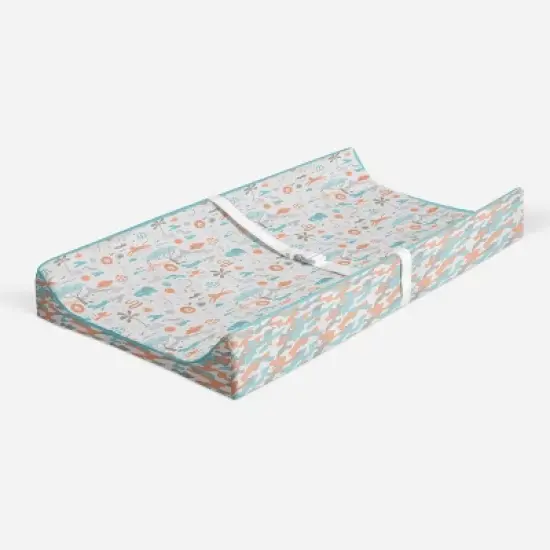 Bacati - Jungle Safari Aqua/Orange Muslin Quilted Changing Pad Cover image {1}