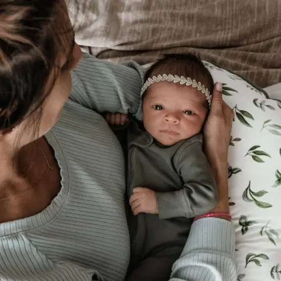 Boppy Organic Original Support Nursing Pillow Cover - Green Leaves image {6}