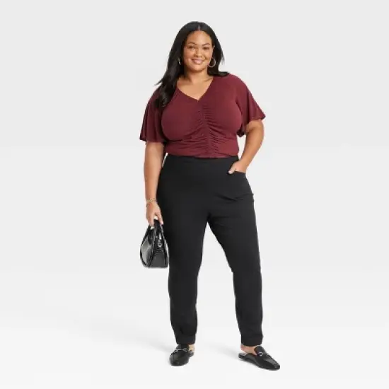 Women's High-Waisted Ponte Leggings - Ava & Viv&trade; Black image {2}