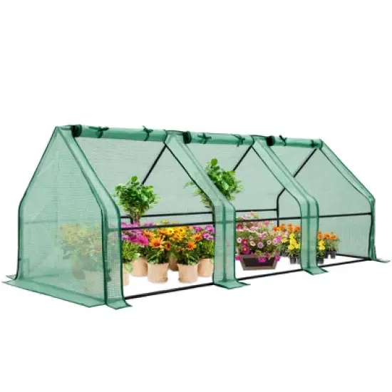 EAGLE PEAK Tunnel Greenhouse,Zipper Doors,Green PE Cover image {10}
