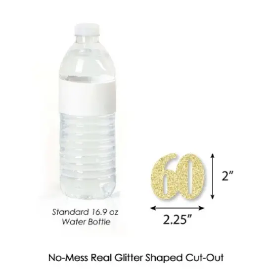 Big Dot of Happiness Gold Glitter 60 - No-Mess Real Gold Glitter Cut-Out Numbers - 60th Birthday Party Confetti - Set of 24 image {2}