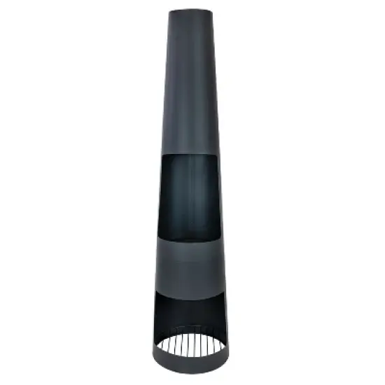 Sunnydaze Steel Chiminea with Built-In Log Holder - Black - 59" H image {7}