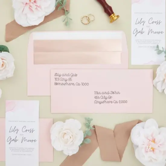 Best Paper Greetings 50-Pack #10 Blush Pink Envelopes with Metallic Rose Gold Foil Lining for Invitations, Mailing Business Letters, 4-1/8x9-1/2 in image {2}