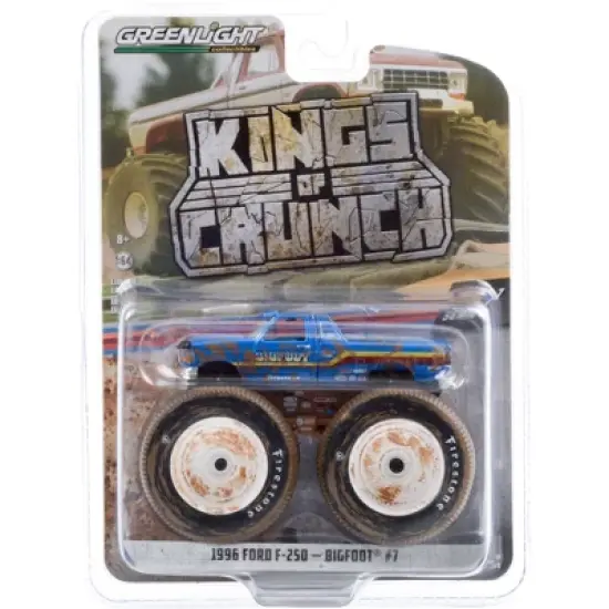 1996 Ford F-250 Monster Truck "Bigfoot #7" Blue (Dirty Version) "Kings of Crunch" Series 7 1/64 Diecast Model Car by Greenlight image {2}