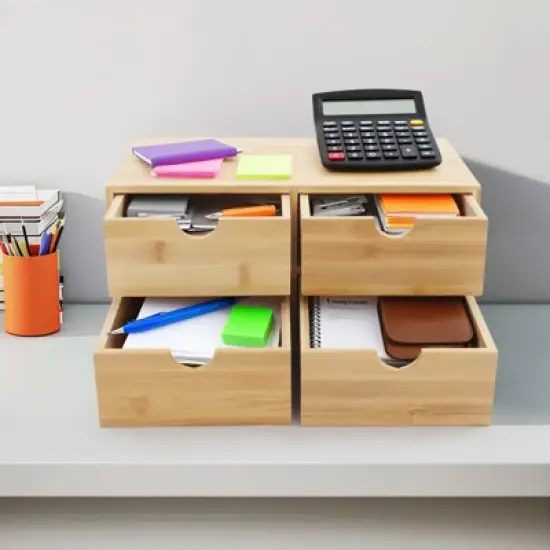 YIYIBYUS 4-drawer Desk Organizer, Tabletop Storage Organizer image {2}