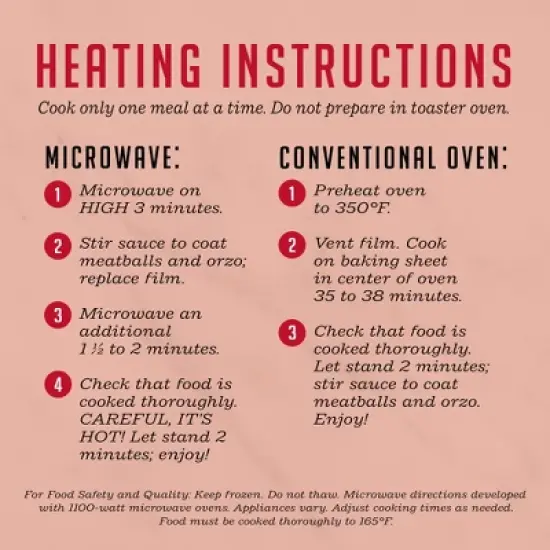 Evol Plated Meals Frozen Garlic Tomato Meatballs & Orzo - 10.8oz image {5}