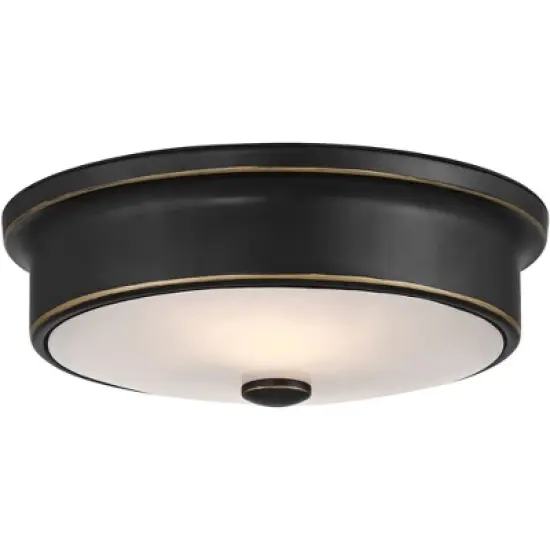 John Timberland Aabria 11 3/4" Wide High Modern Outdoor Flush-Mount Light Fixture Ceilng Porch House Weatherproof Matte Black Metal Glass Shade image {4}
