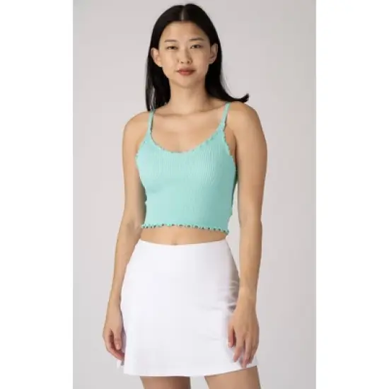 Yogalicious Womens Ribbed Seamless Kendall Lettuce Edge Cropped Tank Top image {5}