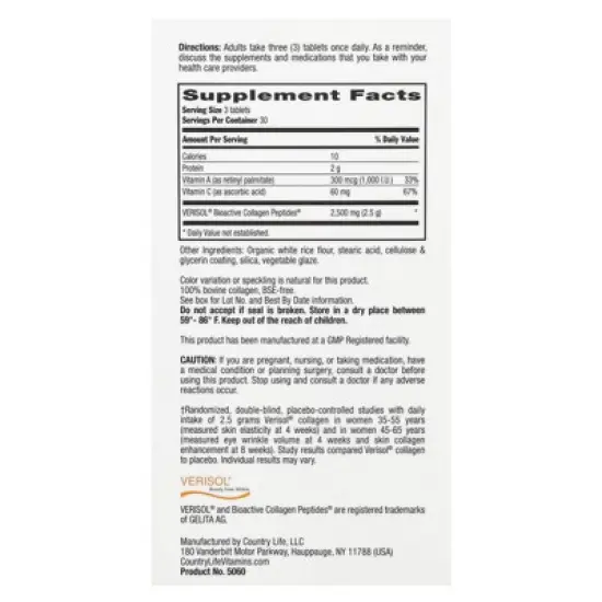 Country Life Tri Layer Maxi-Skin&reg;, Collagen + C&A, 90 Tablets image {1}