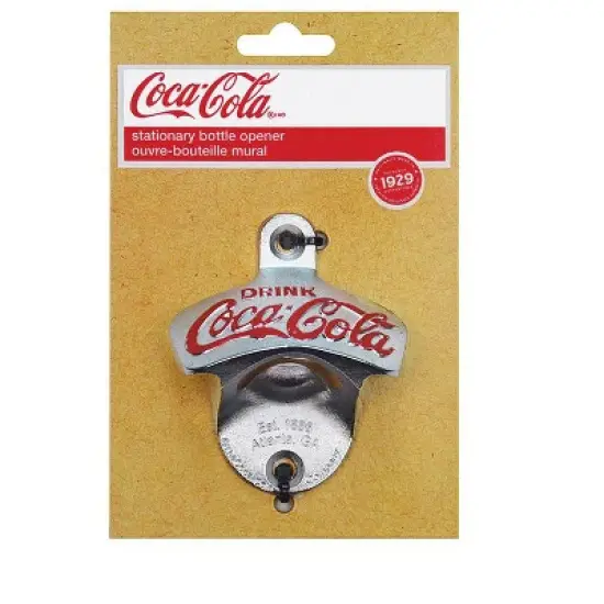 TableCraft Coca-Cola Galvanized Silver Cast Metal Manual Wall Mount Bottle Opener image {1}