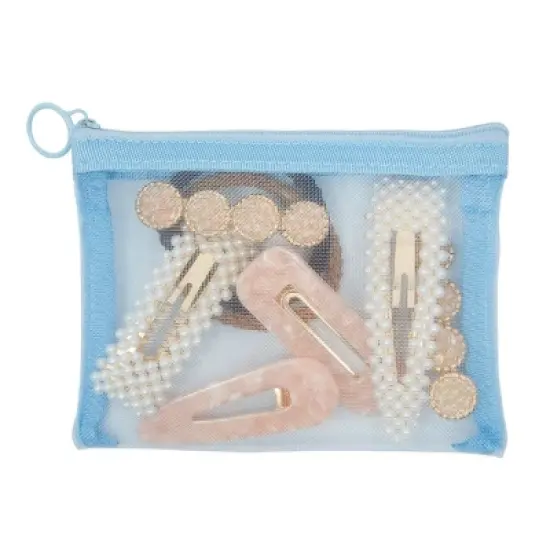 Glamlily 8-Piece Mesh Makeup Bag Sets for Traveling, Trips, Weekender, Cosmetic Storage Holder & Pencil Organizer image {2}