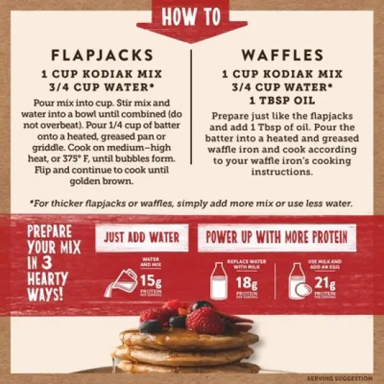 Kodiak Protein-Packed Flapjack & Waffle Mix Buttermilk - 20oz image {5}