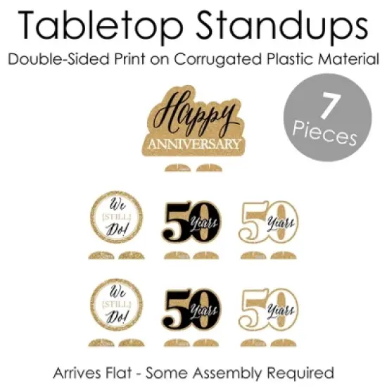 Big Dot of Happiness We Still Do - 50th Wedding Anniversary - Anniversary Party Centerpiece Table Decorations - Tabletop Standups - 7 Pieces image {3}