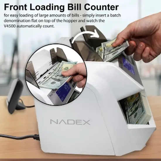 Nadex Coins&trade; V4500 Front-Loading Bill Counting Machine in White image {4}