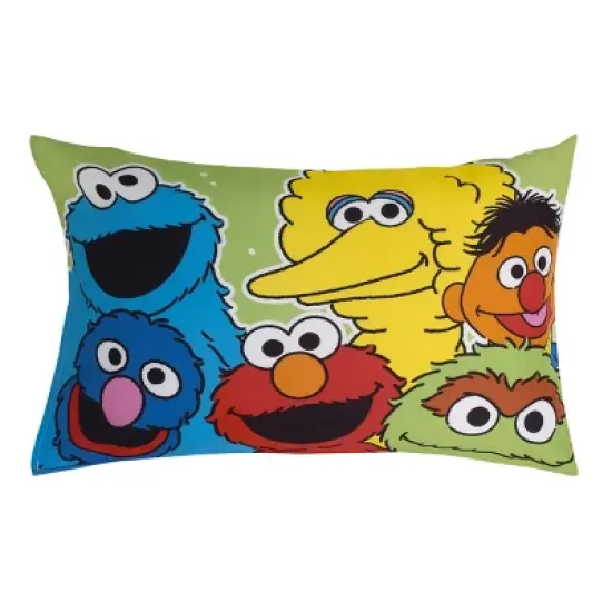 Sesame Street Come and Play Blue, Green, Red and Yellow 2 Piece Toddler Sheet Set - Fitted Bottom Sheet and Reversible Pillowcase image {3}
