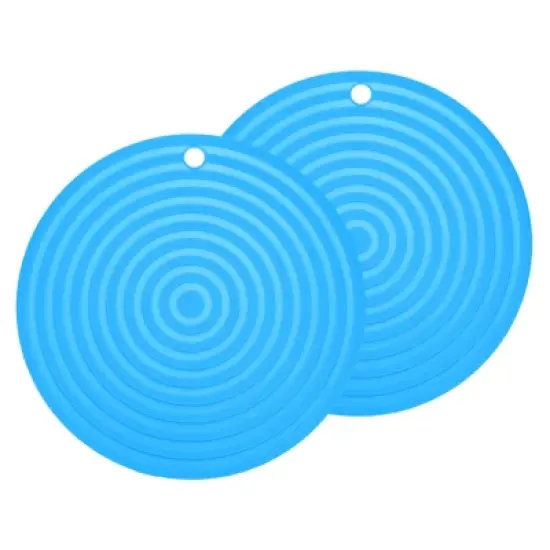 Unique Bargains Round Heat Resistant Silicone Trivet Mat with Hang Hole 2 Pcs image {6}