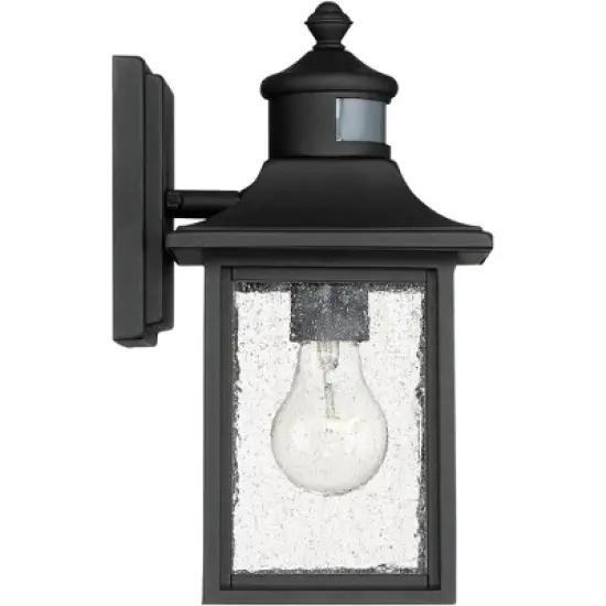 John Timberland Moray Bay Mission Outdoor Wall Light Fixture Black Motion Sensor Dusk to Dawn 11 1/2" Seedy Glass for Post Exterior Barn Deck House image {6}