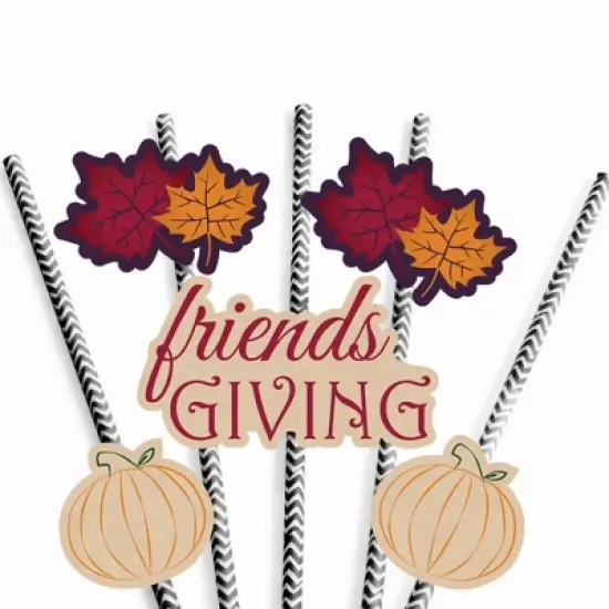 Big Dot of Happiness Friends Thanksgiving Feast - Friendsgiving Paper Straw Decor - Party Striped Decorative Straws - Set of 24 image {5}
