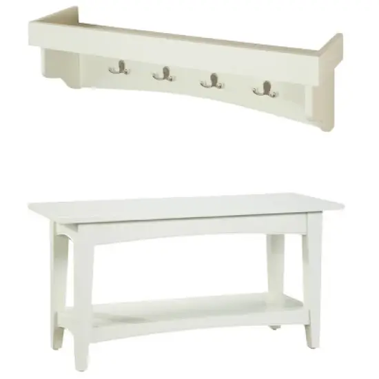 Shaker Cottage Tray Shelf Coat Hook with Bench Set - Alaterre Furniture image {7}