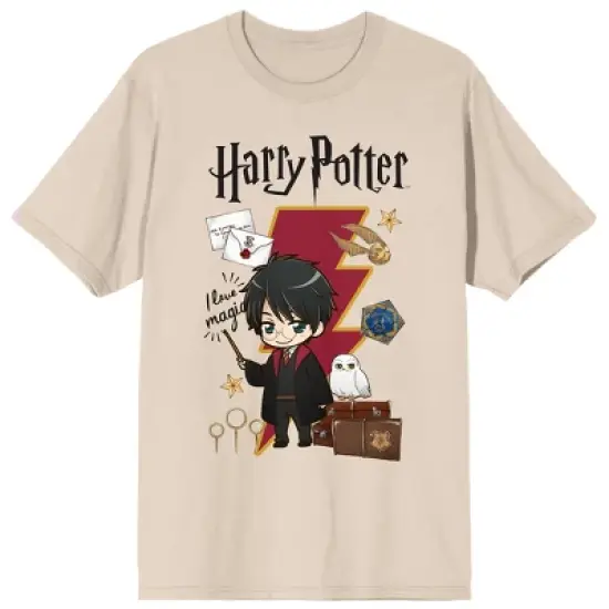 Harry Potter Kanji Lightning Bolt Art Crew Neck Short Sleeve Women's Natural T-shirt image {3}