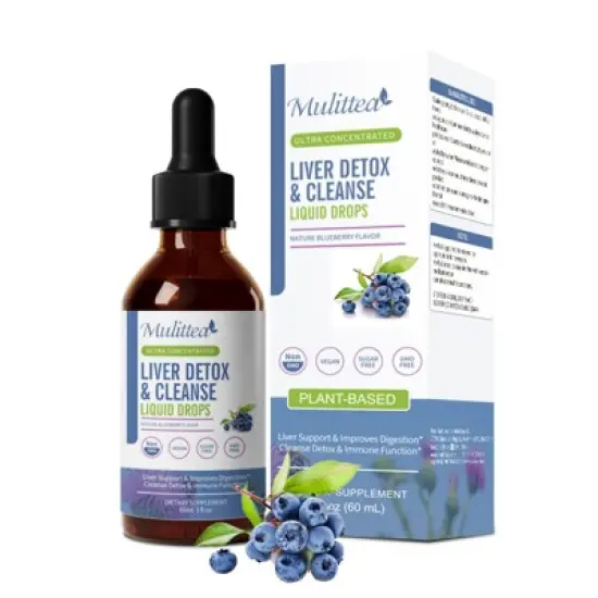 Mulittea 16 in 1 Liver Detox Cleanse,Repair & Support Liquid Drops, 60ml (2 Fl.oz) - Blueberry Flavor image {8}